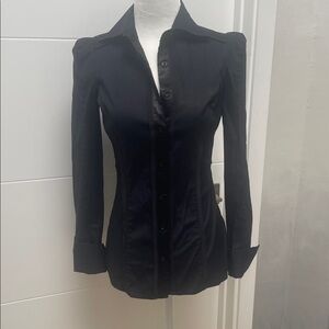Black Fitted Button-Up Shirt
